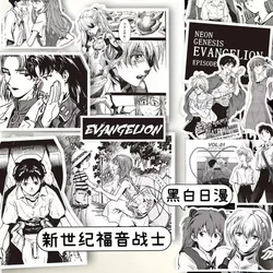 60PCS Evangelion EVA Handbook Stickers Asuka Ayanami Rei Ikari Shinji Black and White Comics Mobile Phone DIY Stickers