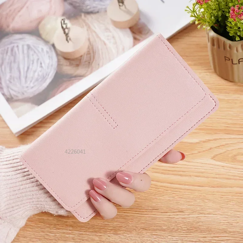 Women Long PU Leather Thin Wallets Large Capacity Female Coin Purses Hasp Clutch ID Credit Multi-Card Holder Money Bag Clip 2024