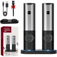Electric Salt Pepper Grinder Set USB-C Rechargeable with LED Charging Adjustable Coarseness Settings Automatic Mills for Kitchen