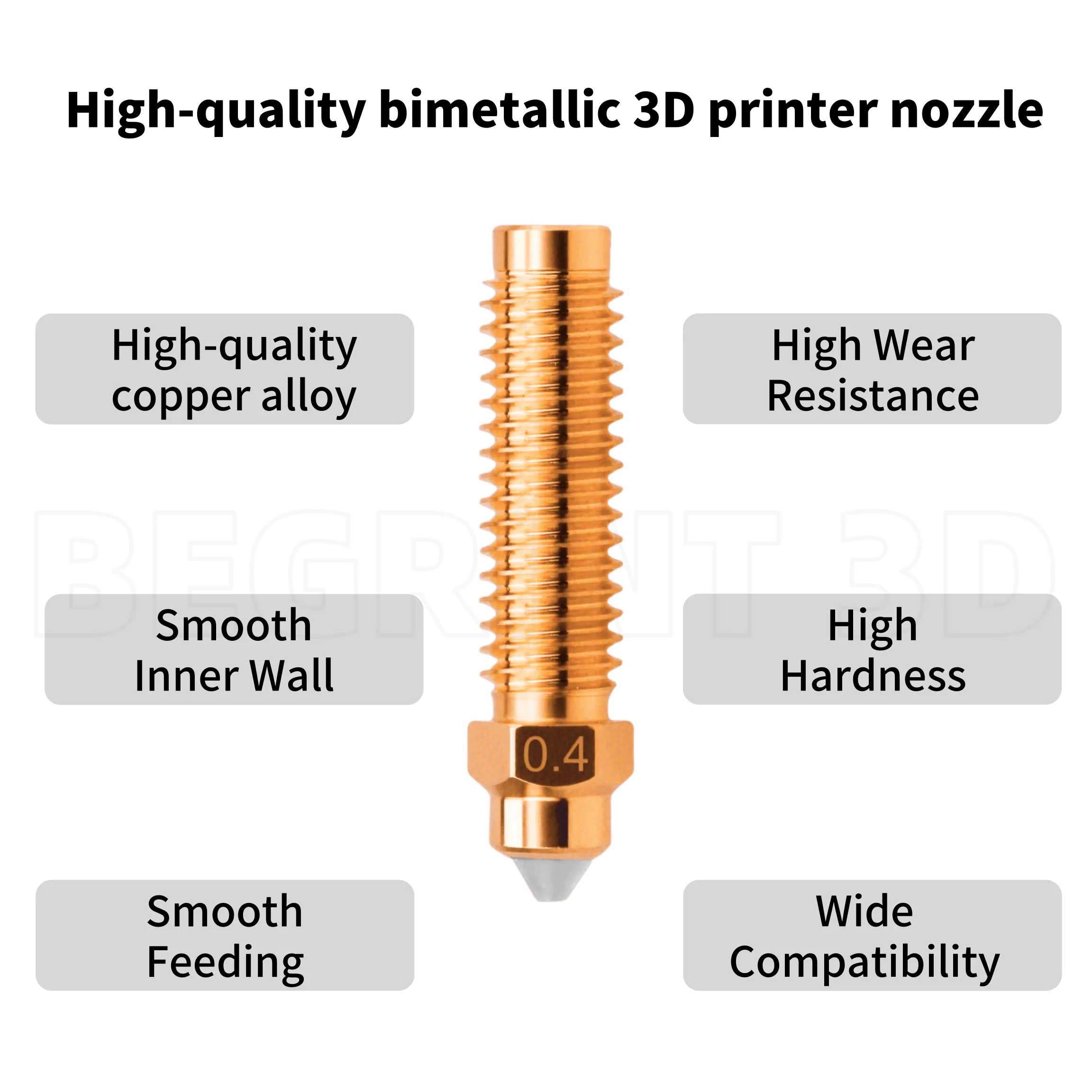 Chromium Zirconium Copper Bimetallic Nozzle For Elegoo Centauri 0.2/0.4/0.6/0.8mm Carbon Hotend Nozzles 3D Printer Part