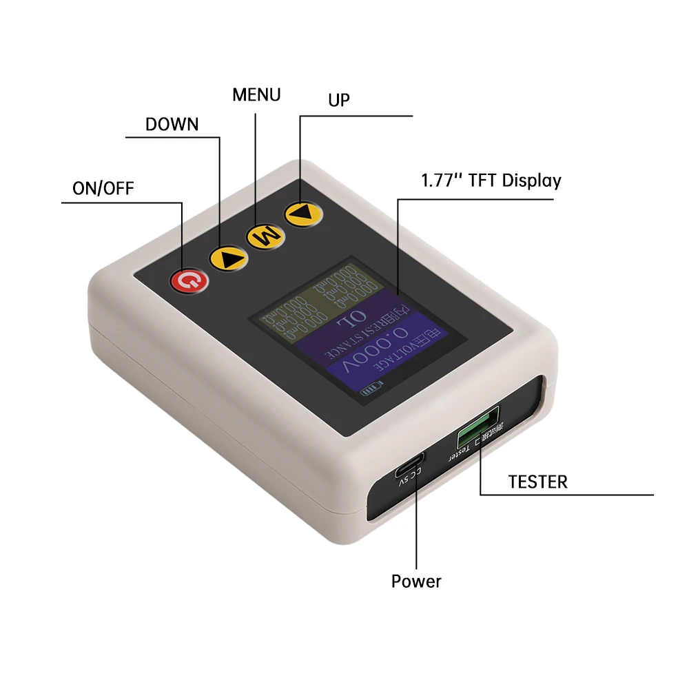 Imagem -05 - Precisão Bateria de Lítio Tester Medidor de Resistência Interna Lcd Voltímetro Digital Detector de Tensão Tipo-c 5v Ts4520 Alta