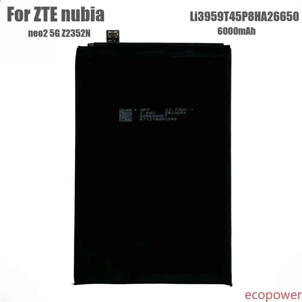 6000mAh Brand New Battery Li3959T45P8HA26650 For ZTE nubia neo2 5G Z2352N Mobile phone Premium Replacement Battery+Tools