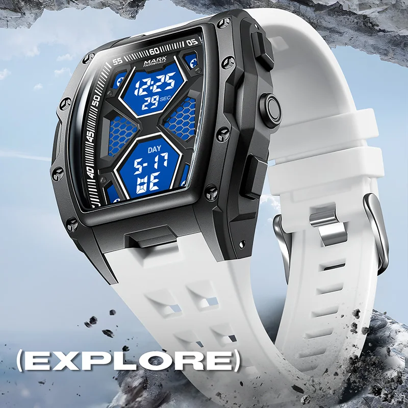 MARK FAIRWHALE 4480 Fashion Sports Digital Man Watch Multifunction Outdoor Waterproof Luminous Student Teens Gifts Watches