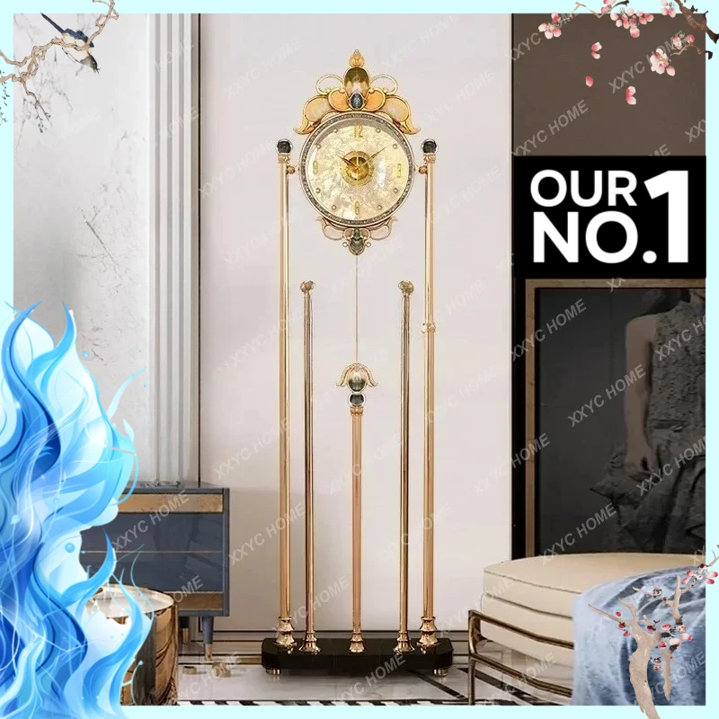 XX-SS  Light Luxury High-end Household Living Room Floor Clock European High-end Atmospheric Pendulum, Large Clock