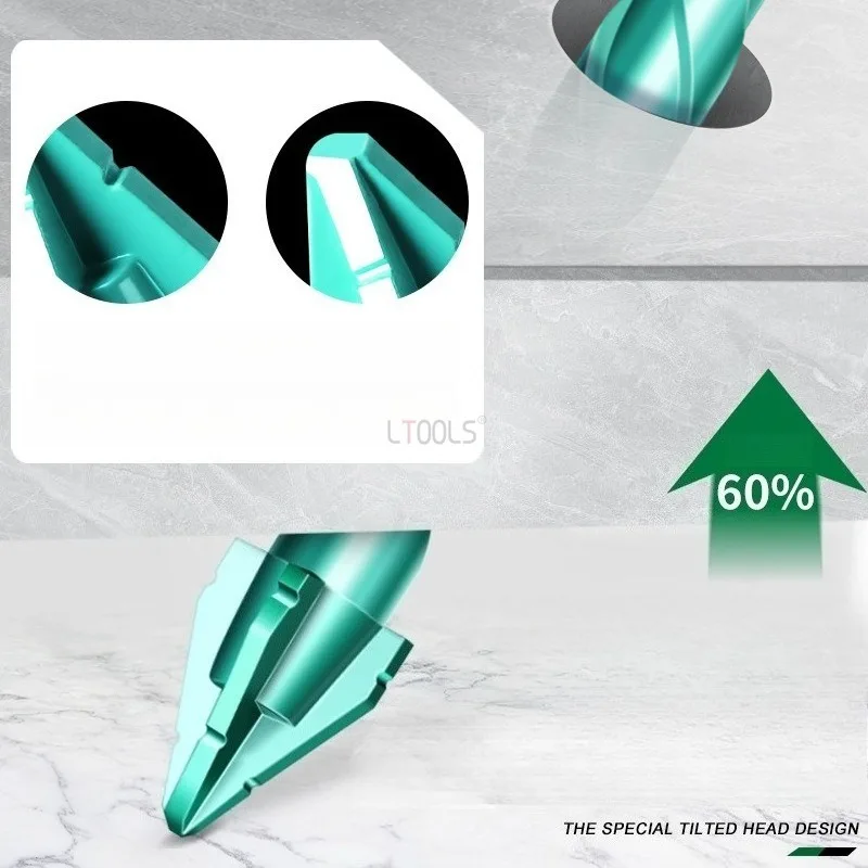 1pc New Ultra Hard Four Blade Eccentric Drill All Ceramic Tile Glass Marble Concrete Drill Bit Dry Drilling King Triangle Drill