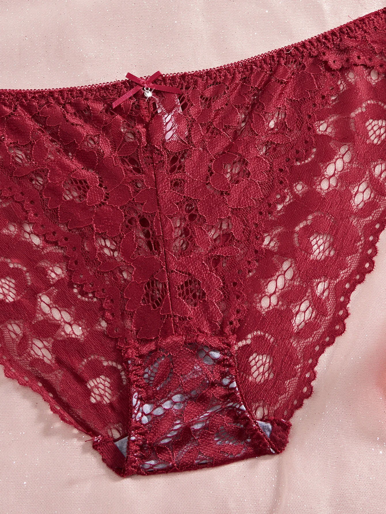 Sexy Dessous-Set für Damen, Spitze, Patchwork, einfarbig, mit Schleife, Strasssteinen verziert, Push-up-Effekt, doppelte Träger, ungefüttert, bequeme Unterwäsche, Spitze, halbtransparent, atmungsaktive Unterhose. – Detail 24