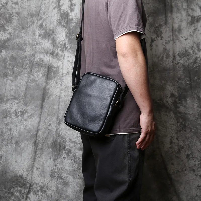 NZPJ Echtes Leder Herren Umhängetasche Lässige Umhängetasche Natürliches Rindsleder Vertikale Herrentasche Trend Tablet Computertasche – Detail 3