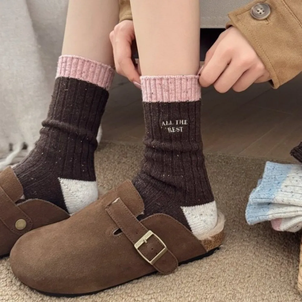 Cute Thick Embroidery Long Socks Soft Breathable Cotton Mid Tube Socks Mixed-color Dot Women Stockings Women