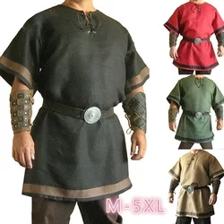 2024 New Medieval Viking Red Color Renaissance Tunic Costume for Armor Reenactment LARP No Belt or Wrist Guard Anime Clothes