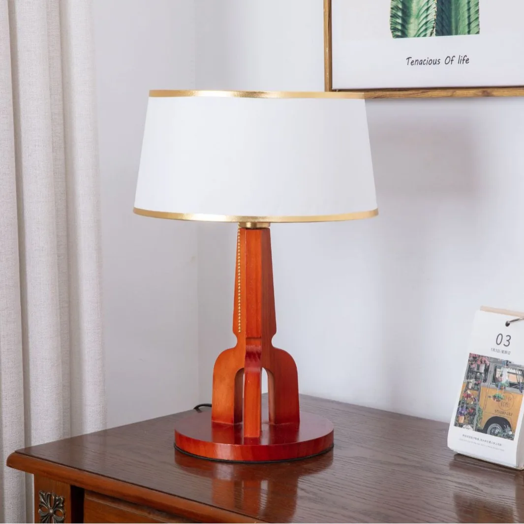 

Red Wooden Bedroom Bedside Lamp Creative Modern And Simple Atmosphere Lamp Living Room And Study Decoration Desk Lamp