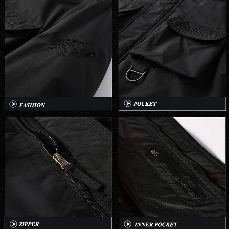 Autumn Men\'s Mountain SKi Jackets Casual Men Multi-pocket Windbreaker Hooded Coats Men Sports Climbing Jackets Clothing 5XL