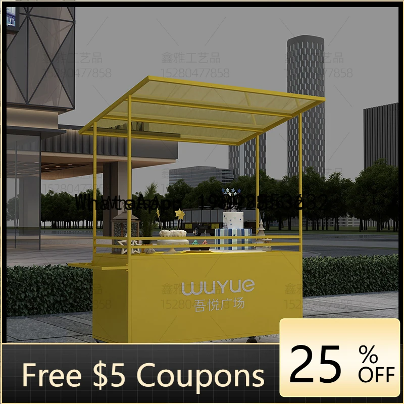 

AB Iron Art Outdoor Flower Cart Movable Market Stall Cart Promotion