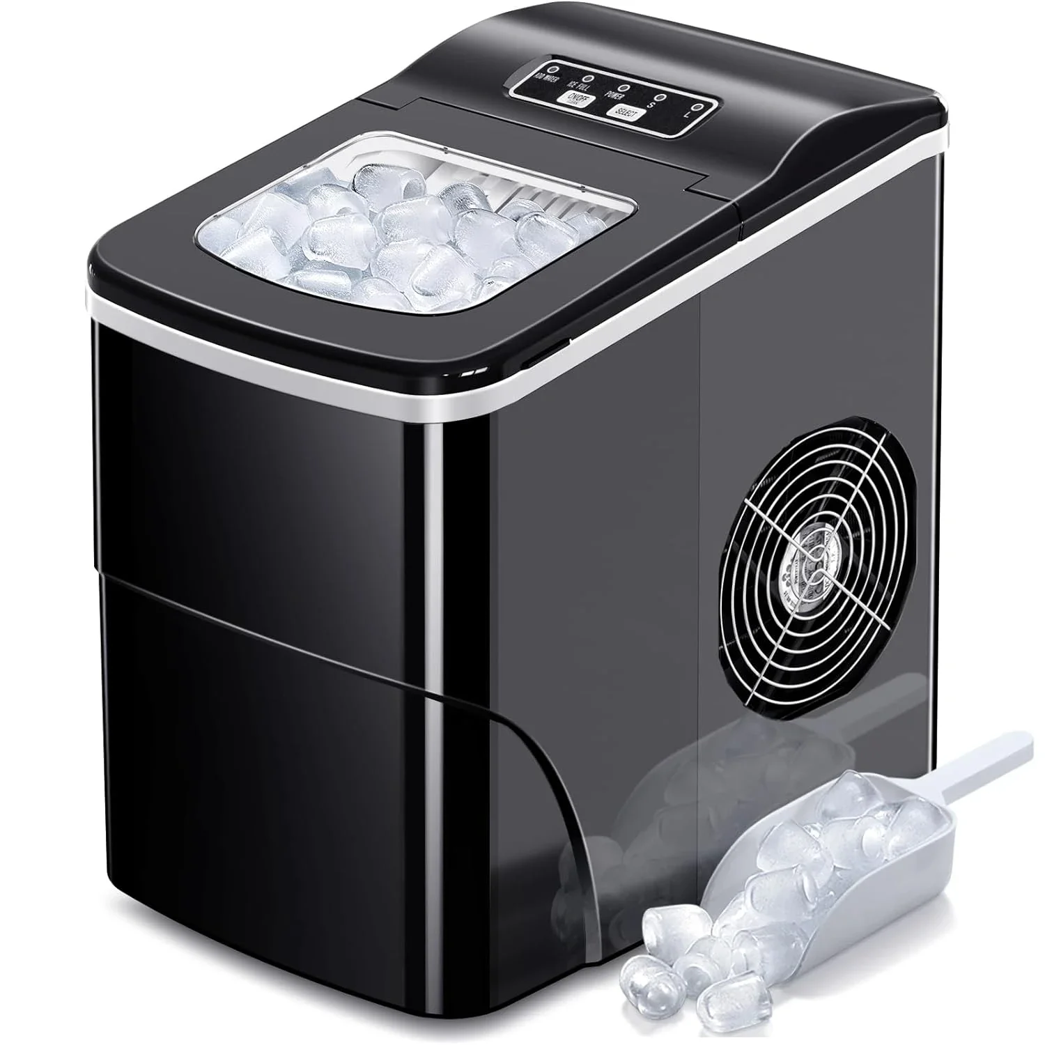 Self-Cleaning Countertop Ice Makers - Produce 26.5lbs/24hrs, Get 9 Cubes in 6~8Mins - Portable Ice Machine with 2 Sizes - Includ