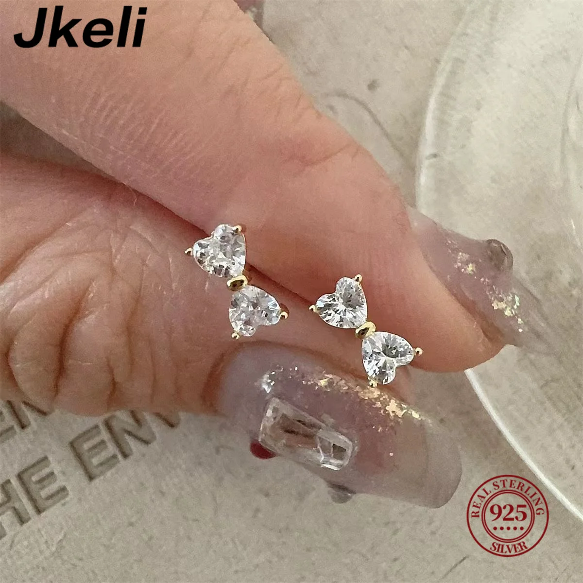 

XZiLin Exquisite Fashion 14K Gold Micro Inlaid Diamonds Quadrangular Star Earrings Women Mini Earrings Simple Anniversary Gift