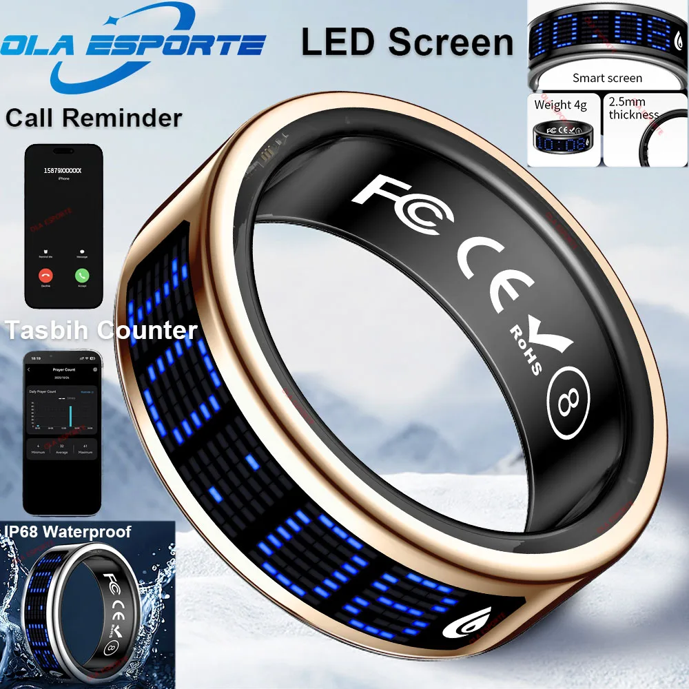 

Smart Ring Men Women with Wireless Charging, Heart Rate Health Sleep Monitor, IP68 Waterproof, Multi-sport Modes For Andriod IOS