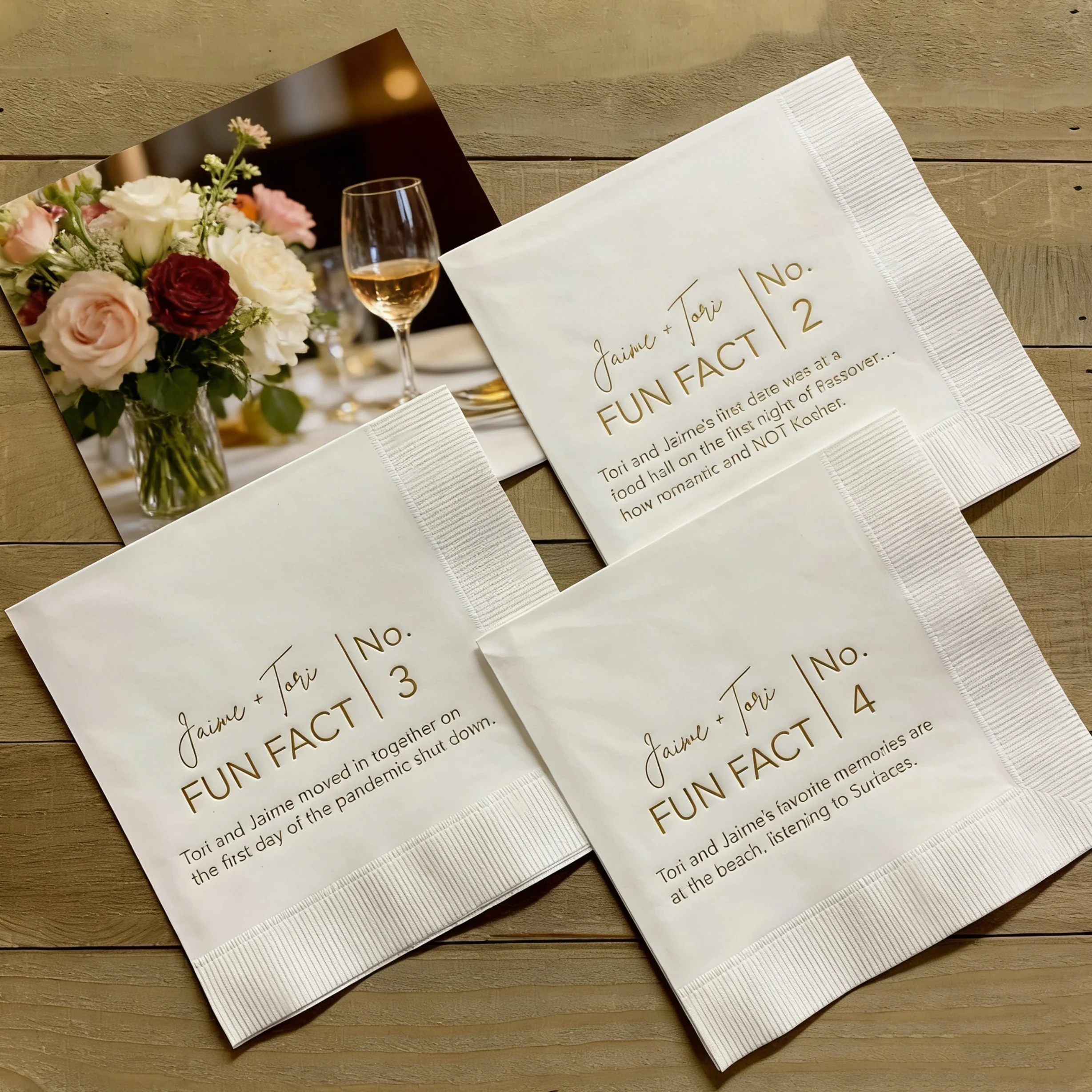 

Personalized Trivia Napkins Fun Fact Printed - Birthday Wedding Party Beverage Luncheon Dinner Guest Towels Available
