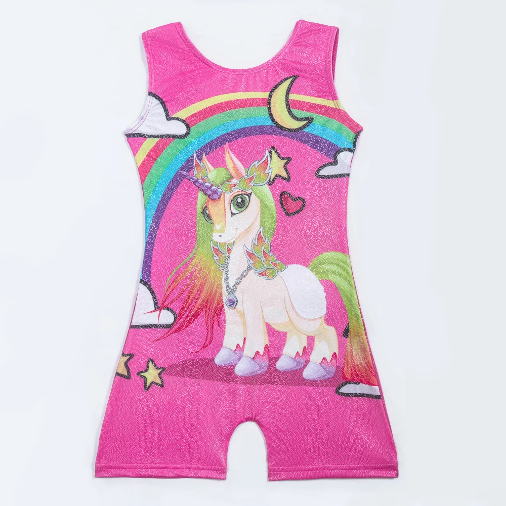 Leotards for Girls Gymnastics Kids Children Biketard With Shorts One-Piece Pro Kids Sparkly Unicorn Dance Unitard