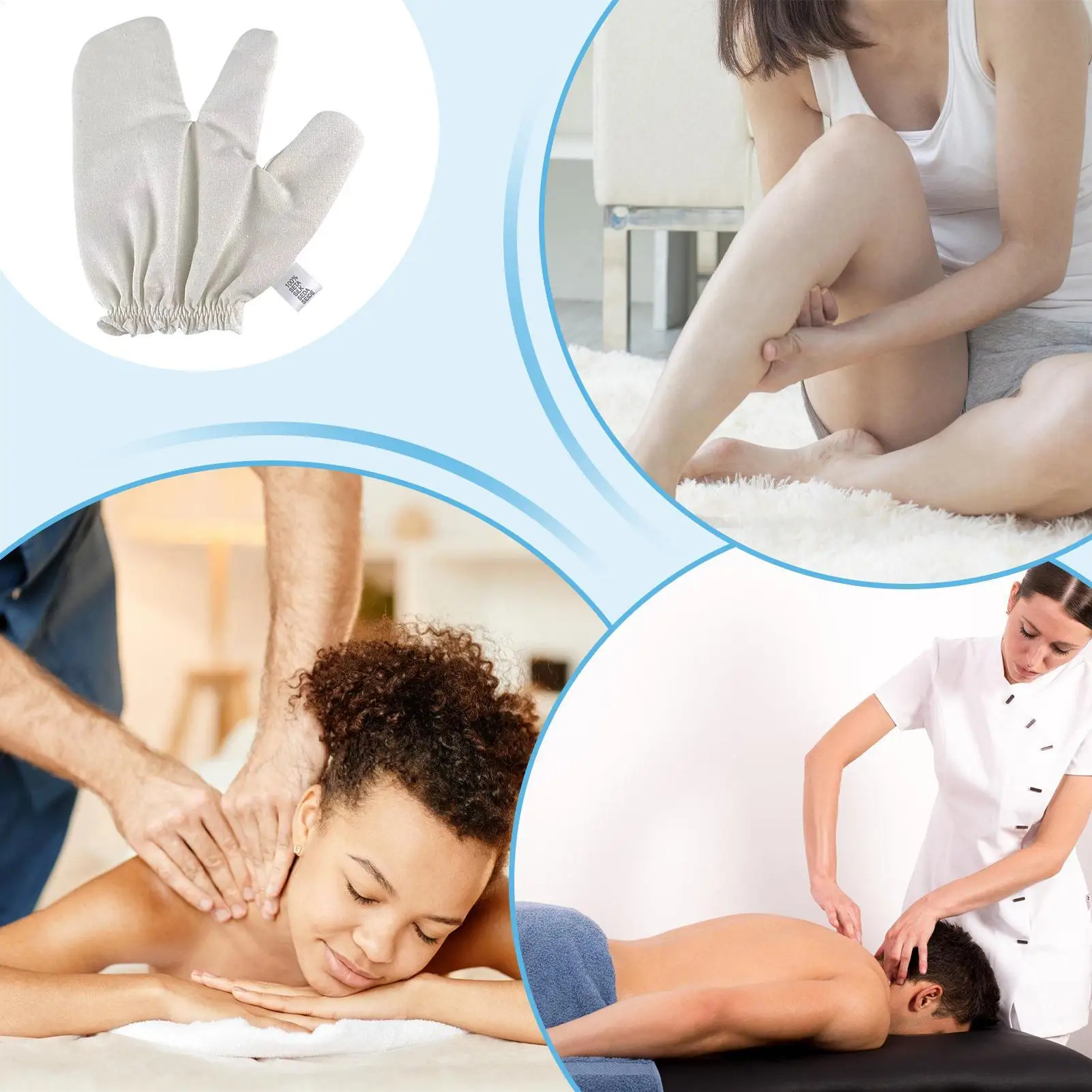 Garshana Raw Silk Massage Gloves Exfoliating And Lymphatic Drainage Gloves Self-Massage Tool Rejuvenating Treatments