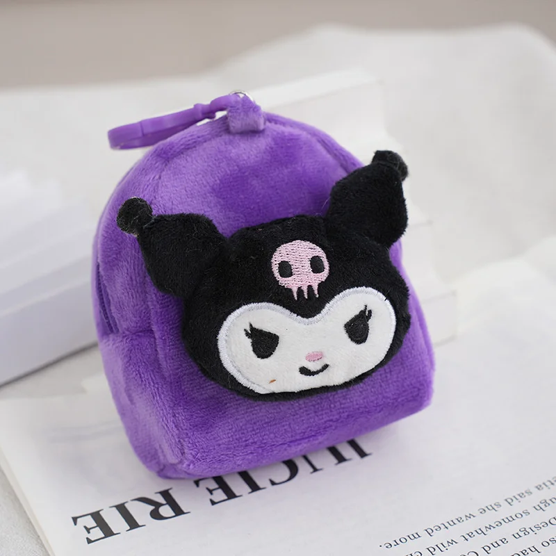 Sanurgente Anime Kuromi Hello Kitty Sac pour écouteurs, porte-monnaie en peluche pour enfants, portefeuille mignon pour enfants, My Melody Cinnamoroll, cadeau de Noël