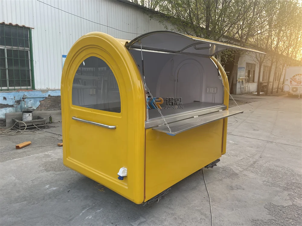 Custom Color Size Food Truck Mobile Kitchen Coffee Snack Ice Cream Kiosk Concession Fast Food Trailer Cart With Wheels