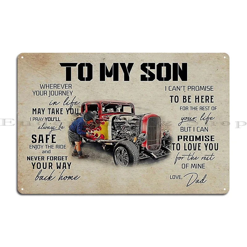 To My Dad Mountain Biking To My Son Never Feel That You Are Alone Mountain Biker Lovers Metal Living Room Club Tin Sign Poster