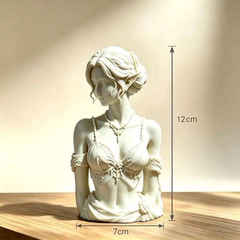 3D Printed Elegant Female Elf Half-Figure Sculpture Ornament Can Be Used For DIY Coloring