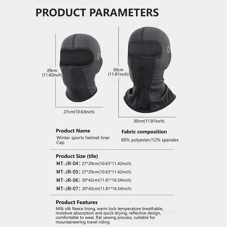 GTUBIKE Winter Thermal Cycling Face Mask Balaclava Head Cover Windproof Motorcycle Helmet Liner Thermal Warm Outdoor Headwear image 2