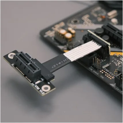 2025 جديد Riser PCI-E 2.0/3 0/4.0 X1 تمديد كابل، ثنائي الزاوية اليمنى كارت الصوت واجهة الشبكة اللاسلكية فتحة للبطاقات التوسع