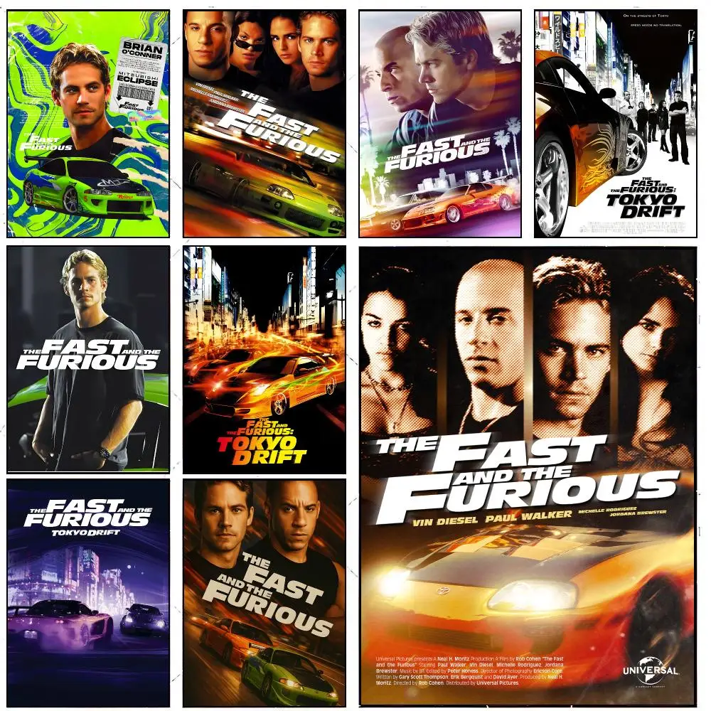 F-Fast & F-Furious Poster Retro HD Art Sticky Wall Waterproof Home Living Room Bedroom Bar Aesthetic Decoration