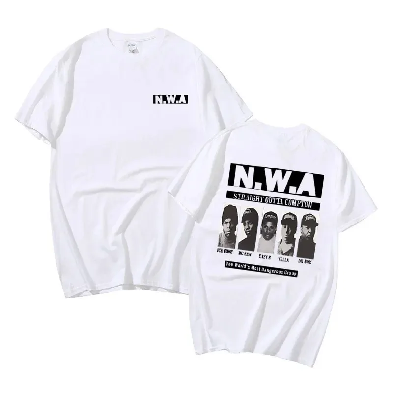 2024 New Rapper Ice Cube MC Ren Dr. Dre DJ Yella  Tshirt Gangsta Rap N.W.A NWA Music Group cotton T-shirt Men Hip Hop Tee Shirt