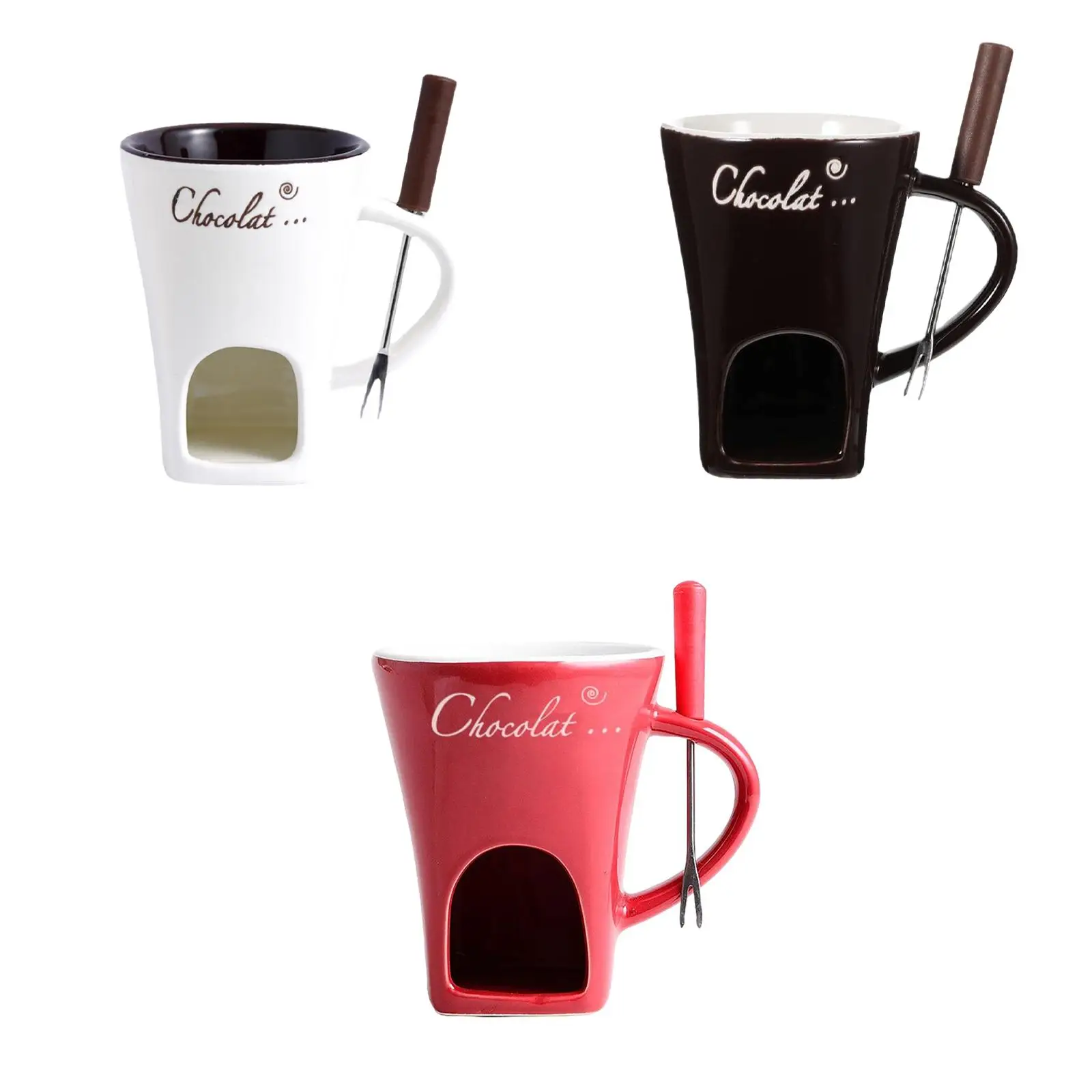 Fondue Mug Cooking Candy Kitchen Cheese Melting Dinner Cookware with Fork