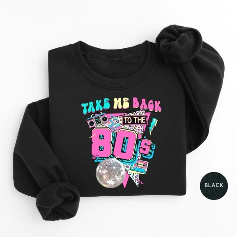 80s البلوز 80s الرجعية الجرافيك البلوز هوديي 80 قميص 80s زي حفلة قميص حراري الرجعية هوديس النساء الملابس