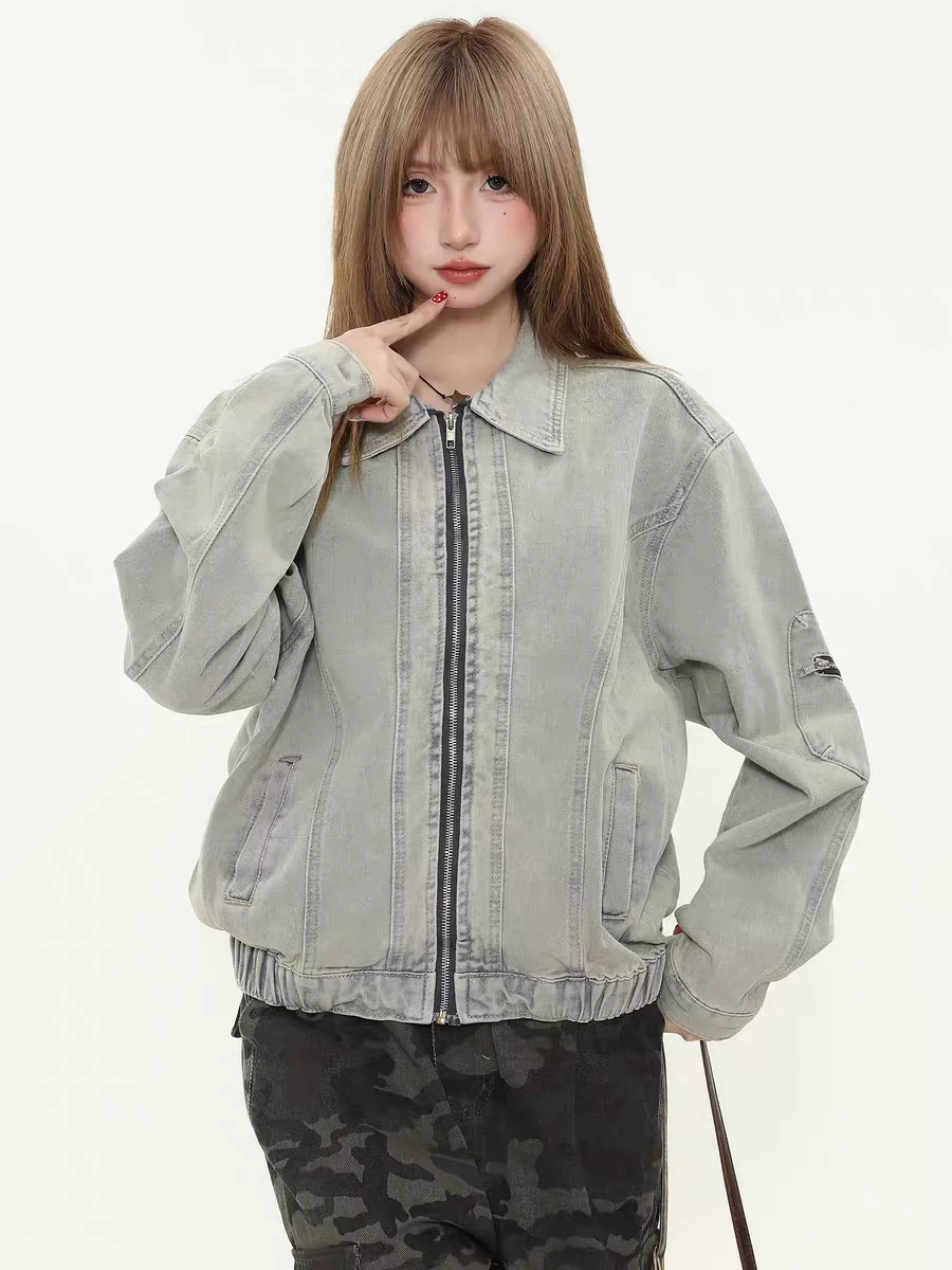 سترات بومبر للنساء سترة Techwear الخريف الحد الأدنى بسيط عادي طبقة واحدة كلينفيت ضغط زرر OL مكتب المهنية #1