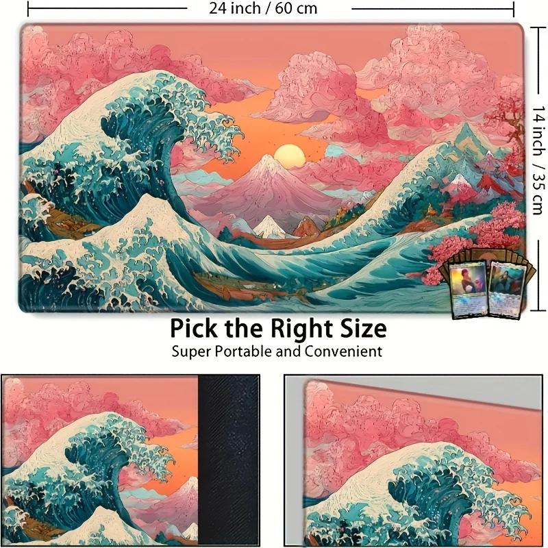 Japanese-style Mount Fuji wave game table and mouse pad, suitable for CCG/TCG/RPG tabletop games, durable type