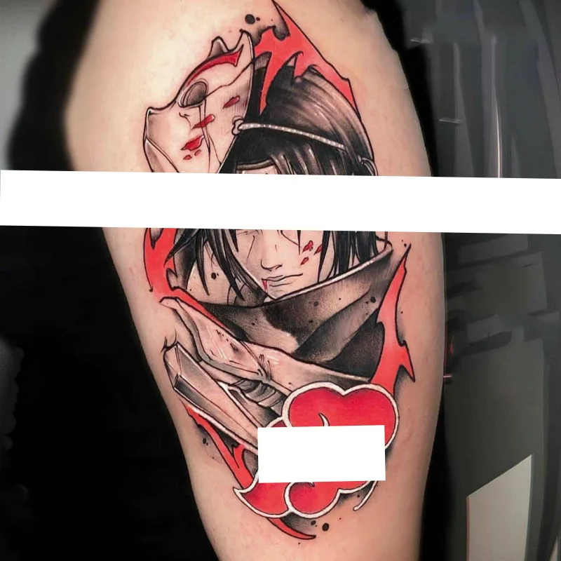 

Anime Red Man Temporary Tattoos Cartoon Waterproof Fake Tattoo Sticker Body Art Transfer Tattoo