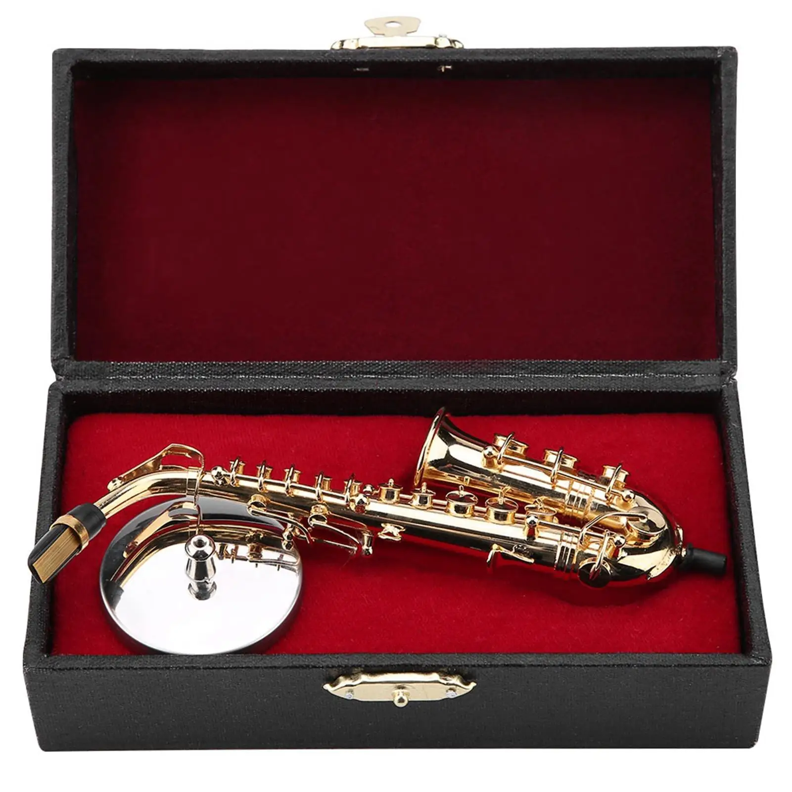 

Miniature Alto Saxophone Replica Model with Stand & Case - Gold Plated Musical Instrument Ornament