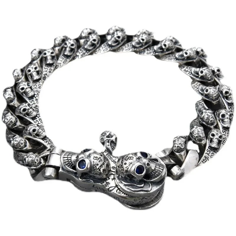 S925 Sterling Silver Domineering Tiger Head Bracelet Trend Personality Retro Silver Chain Men's Bracelet Luxury Birthday Gift