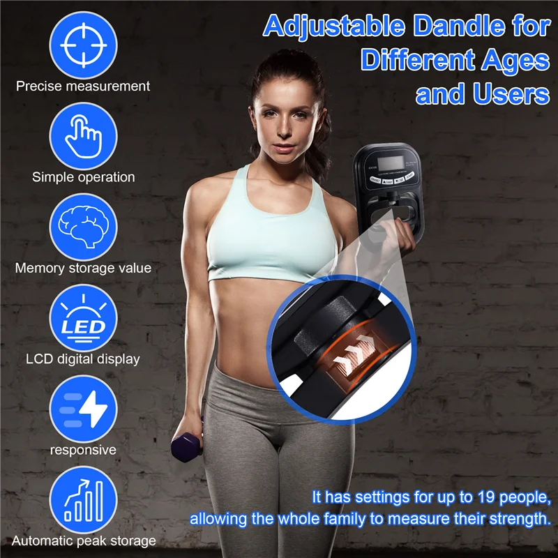 ABRW-265 Lbs / 120Kgs Hand Dynamometer Grip Strength Trainer-Electronic Hand Grip Strength Tester Grip Strengthener