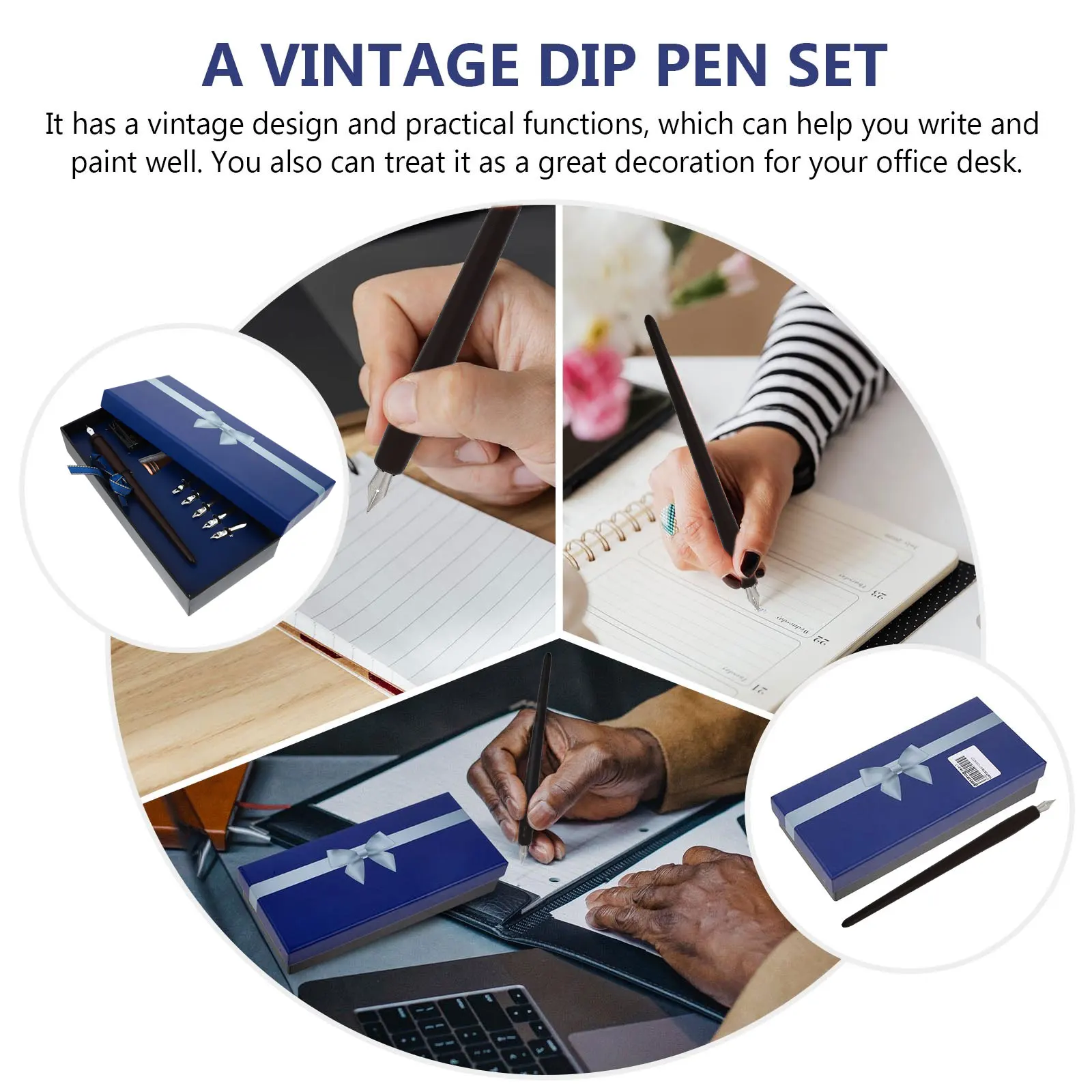 

Retro Dipped Pen Gift Box Stainless Steel Ink Kit Writing Supplies Fountain Pen Set Special Occasions Elegant Packaging