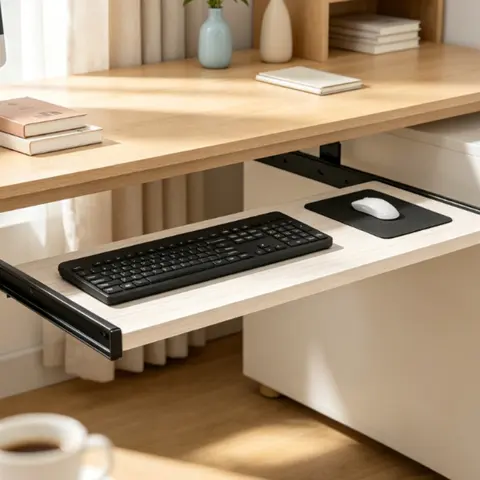Expandable Pull-Out Keyboard Tray Under Desk Sliding Drawer, 4-Level Height Adjustable Ergonomic Keyboard Mouse Holder for Home