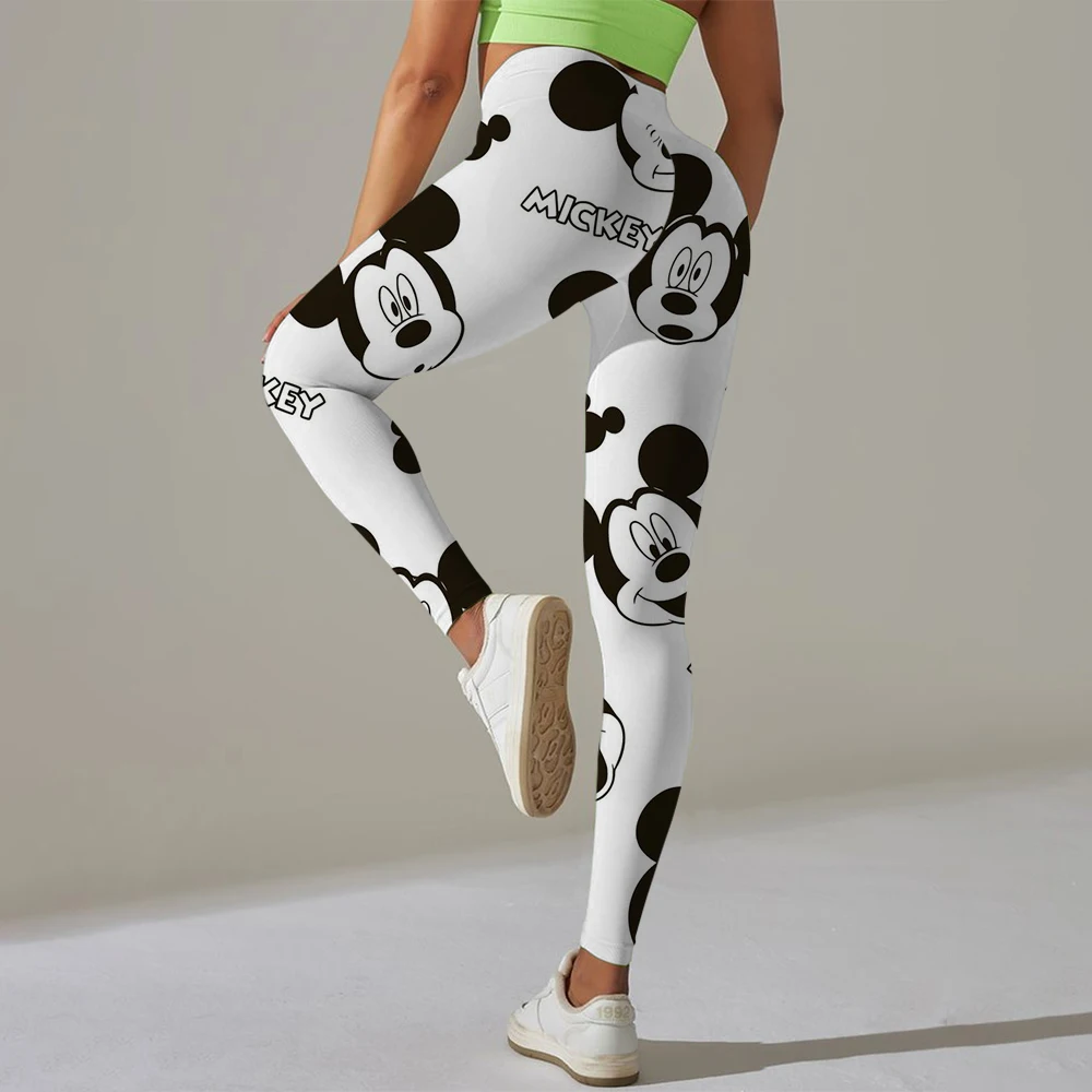 Disney Topolino stampa Morbida Yoga Legging Atletico Tiight Donna Sport Pant Plus Size Palestra Allenamento completo Jog Back