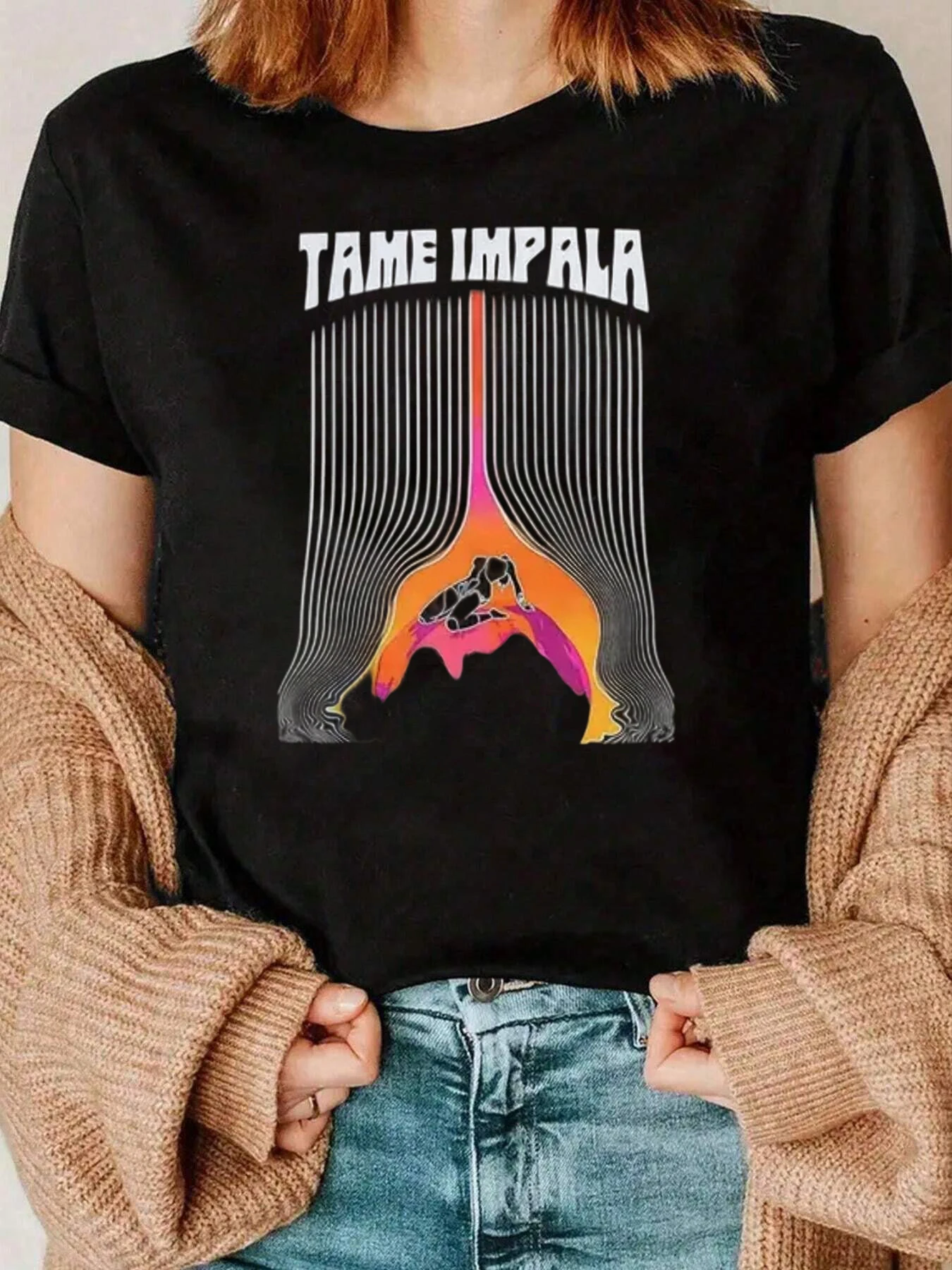 Tame Impala Psychedelic Wave Design T Shirt Casual Wear For Music Lovers 220g