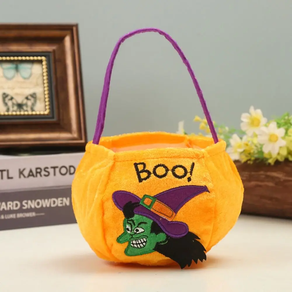 Portable Cloth Halloween Candy Bag Trick Or Treat Storage Bucket Gift Basket Ghost Tote Bag Pumpkin Candy Bag Halloween Props