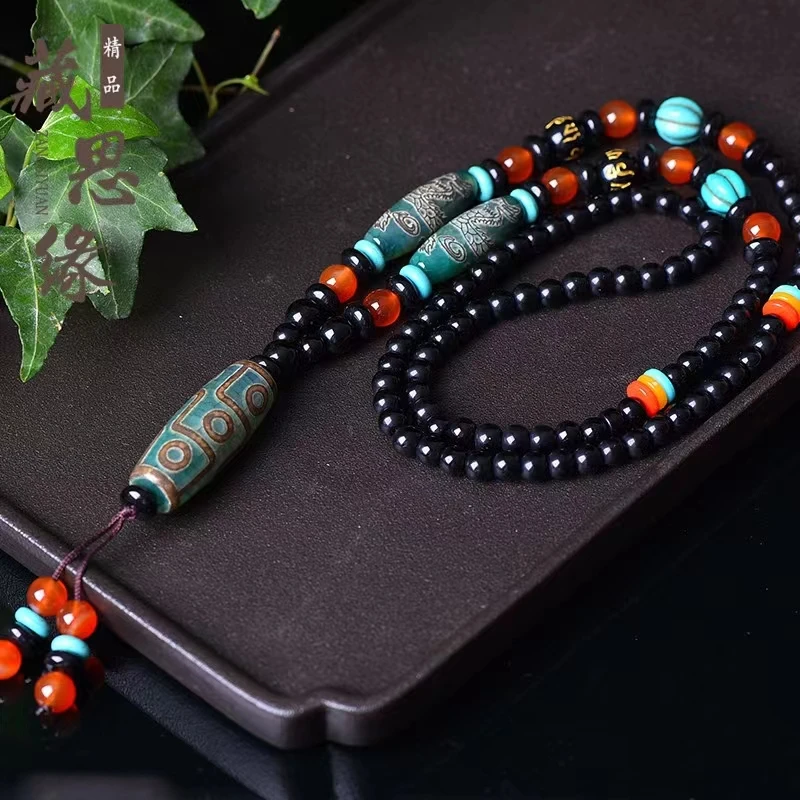 

Exquisite Nature Tibetan Eyes Dzi Chalcedony Pendant Agate Bead Necklace Magical Totem Lucky Energy Amulet Bless Mascot Nice