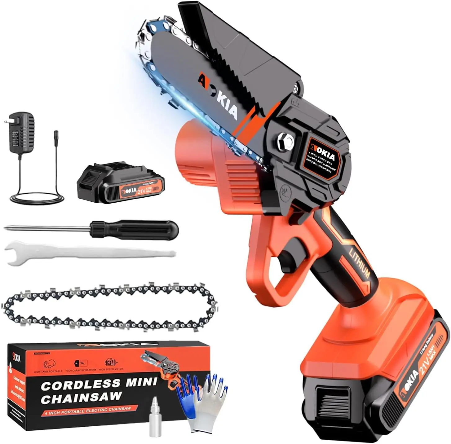 

Cordless Mini Chainsaw, 20V Battery Powered, Handheld Electric Saw for Tree Trimming and Wood Cutting
