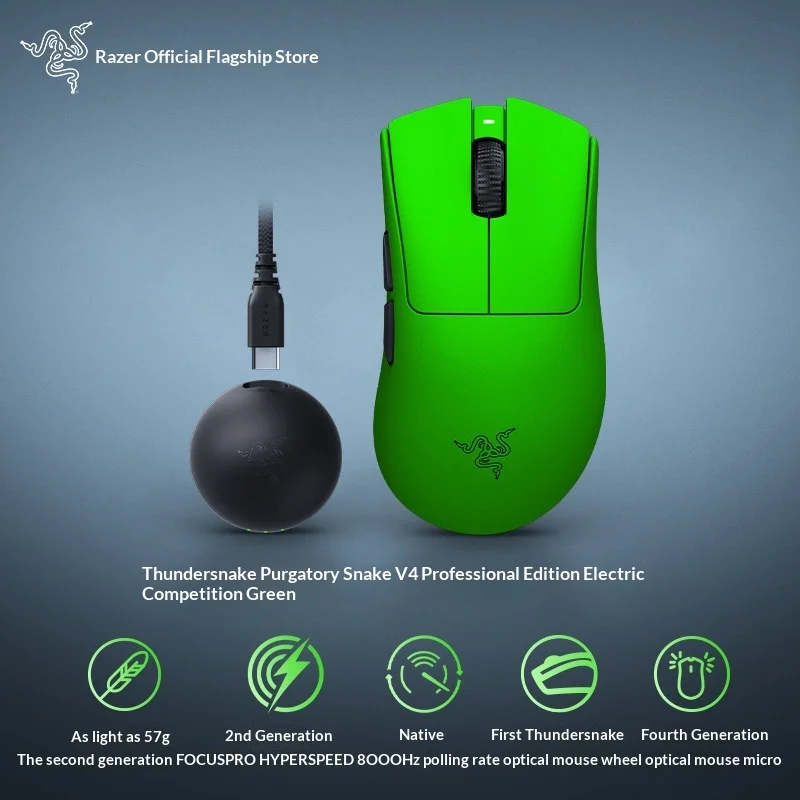 Razer DeathAdder V4 Pro Niko Co-branded Wireless Gaming Mouse Lightweight Green Esports PC Gamer Mouse