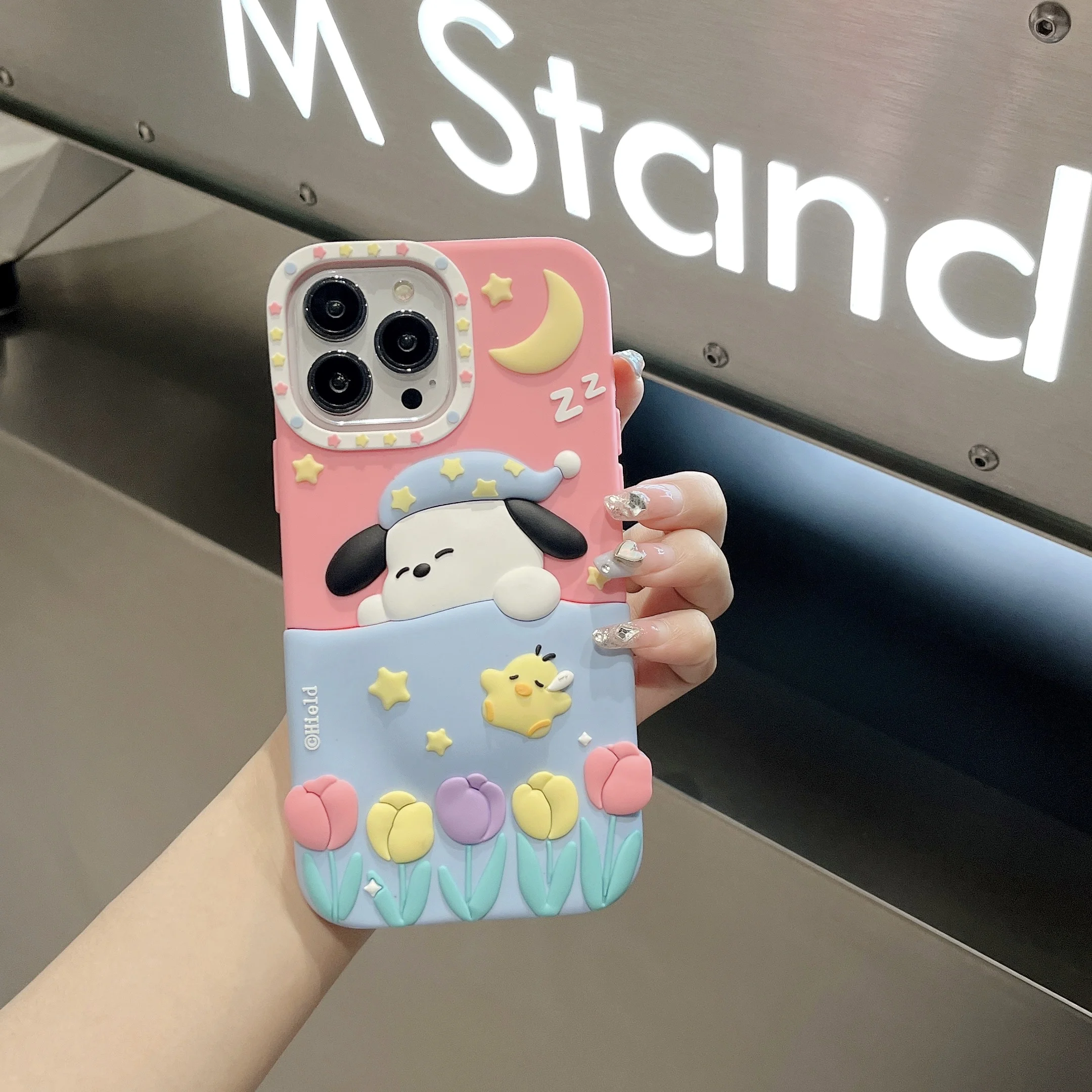 Nuovo! Cartoon 3D Sanrio Black Hello Kitty Pochacco custodia in Silicone per iPhone 11 13 12 14 15 Pro Max Cover posteriore morbida Anti-goccia