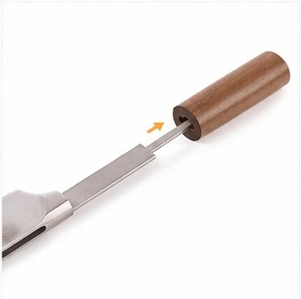 Kitchen Knife Handle Replacement Wooden Knife Handle Chef Cutter Round Wood Grip 9Cm Non-Skid Anti-Scalding Grip
