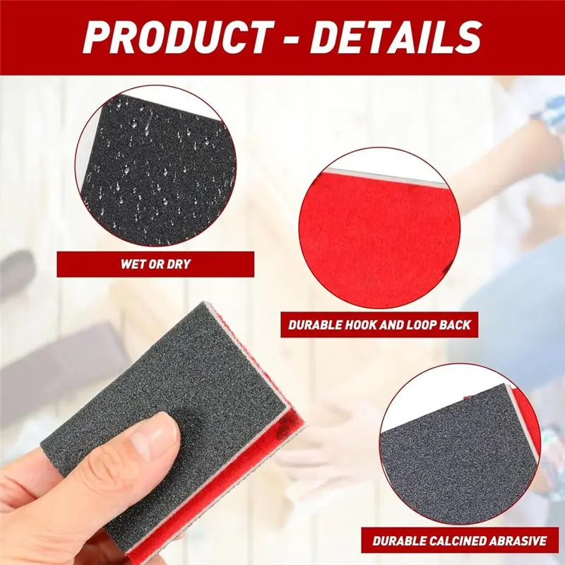 KYCOR-Flexible Sanding Sponge Wood, 24-Piece Sanding Sponges Set, 180-3000 Grit Wet Dry Sandpaper, Professional Sanding Pads