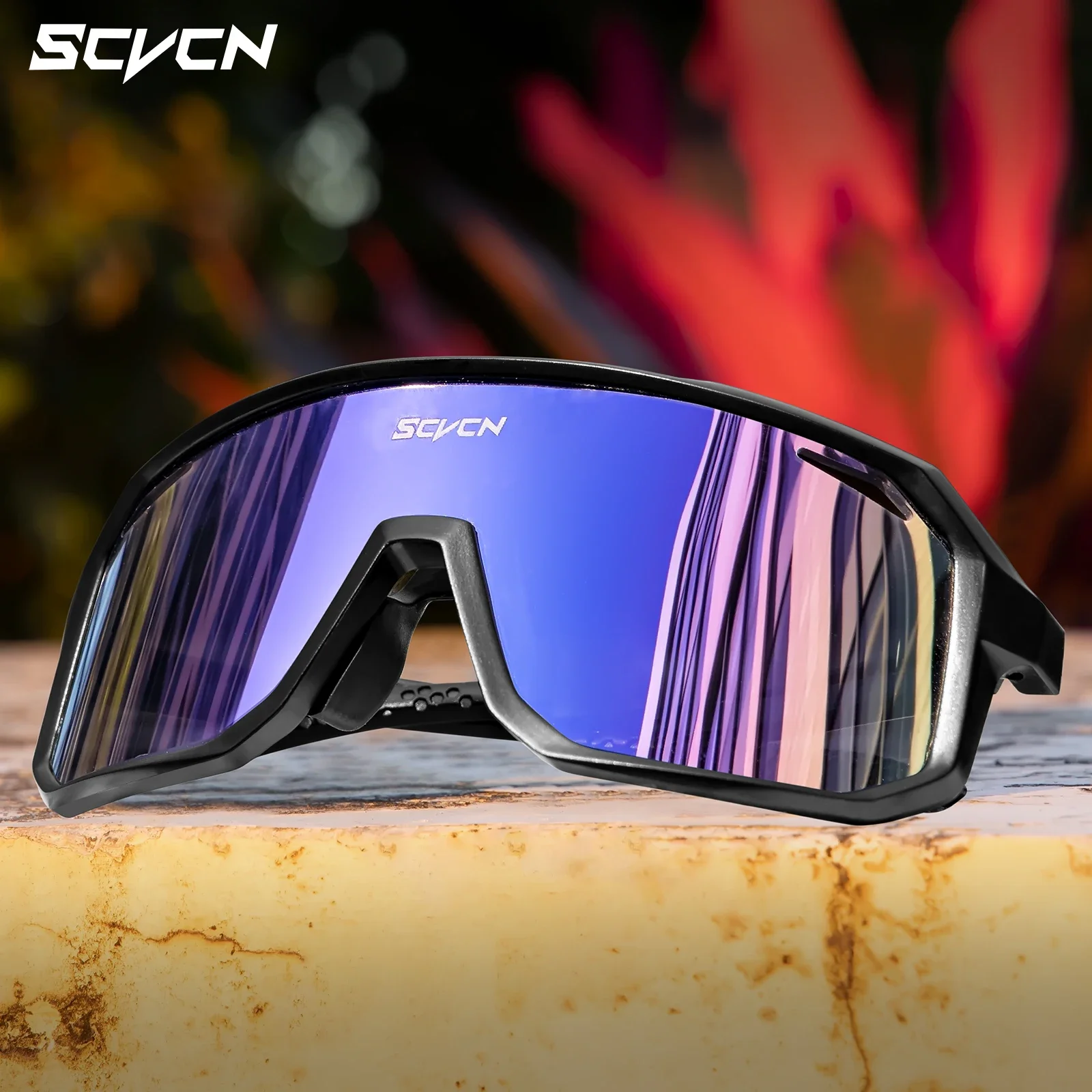 SCVCN Photochromic Cycling Sunglasses Road Driving Bike Glasses Outdoor Sports Mountain Hiking Men Women Bicycle UV400 Goggles